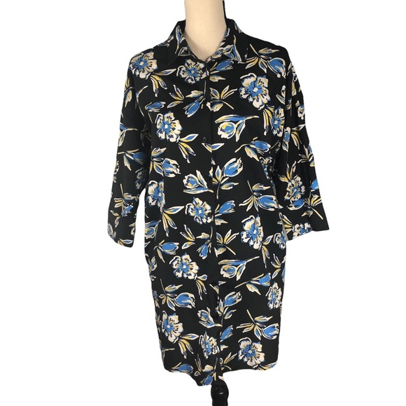 LZara Floral Mini Dress/black/ Blue medium - Picture 2 of 7